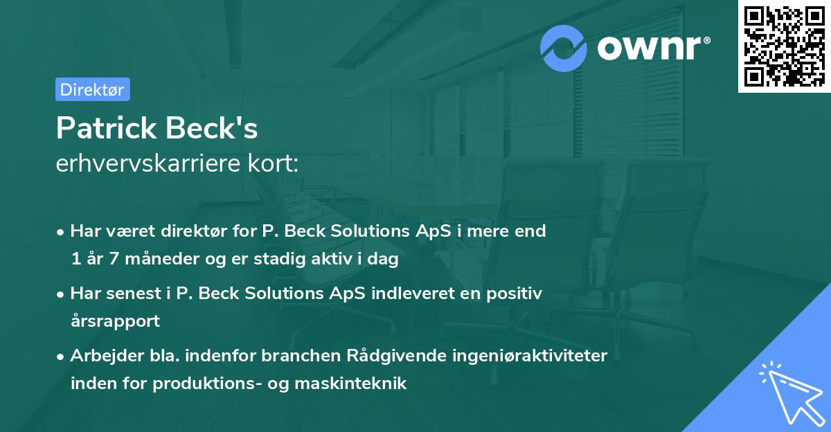 Patrick Beck's erhvervskarriere kort