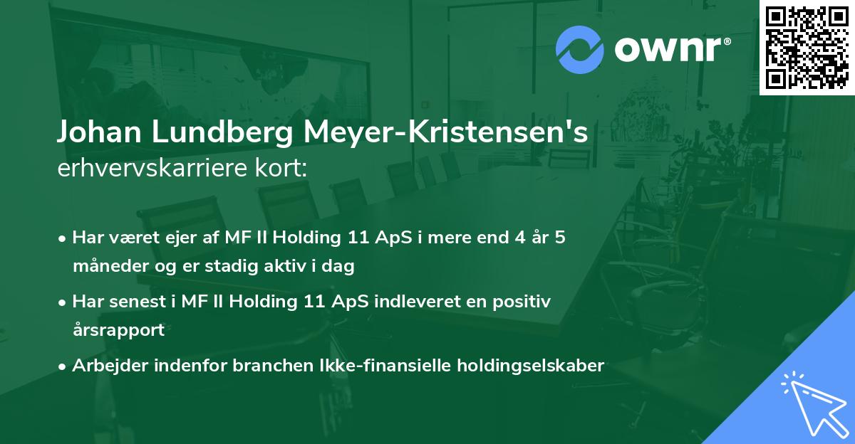Johan Lundberg Meyer-Kristensen's erhvervskarriere kort