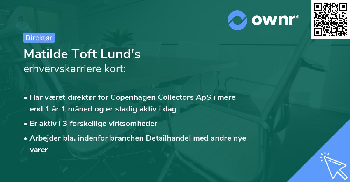 Matilde Toft Lund's erhvervskarriere kort