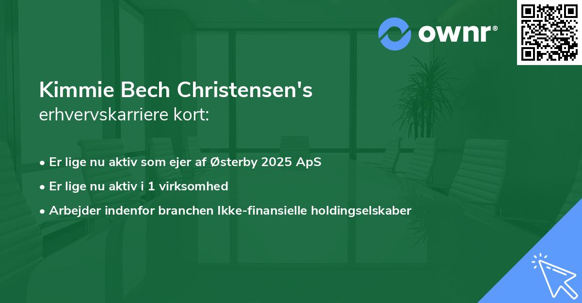 Kimmie Bech Christensen's erhvervskarriere kort