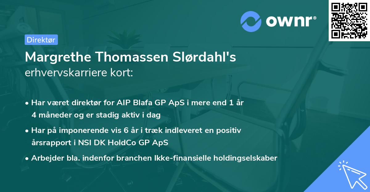 Margrethe Thomassen Slørdahl's erhvervskarriere kort