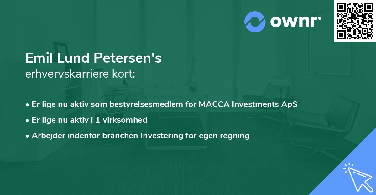 Emil Lund Petersen's erhvervskarriere kort