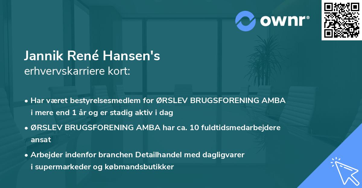 Jannik René Hansen's erhvervskarriere kort