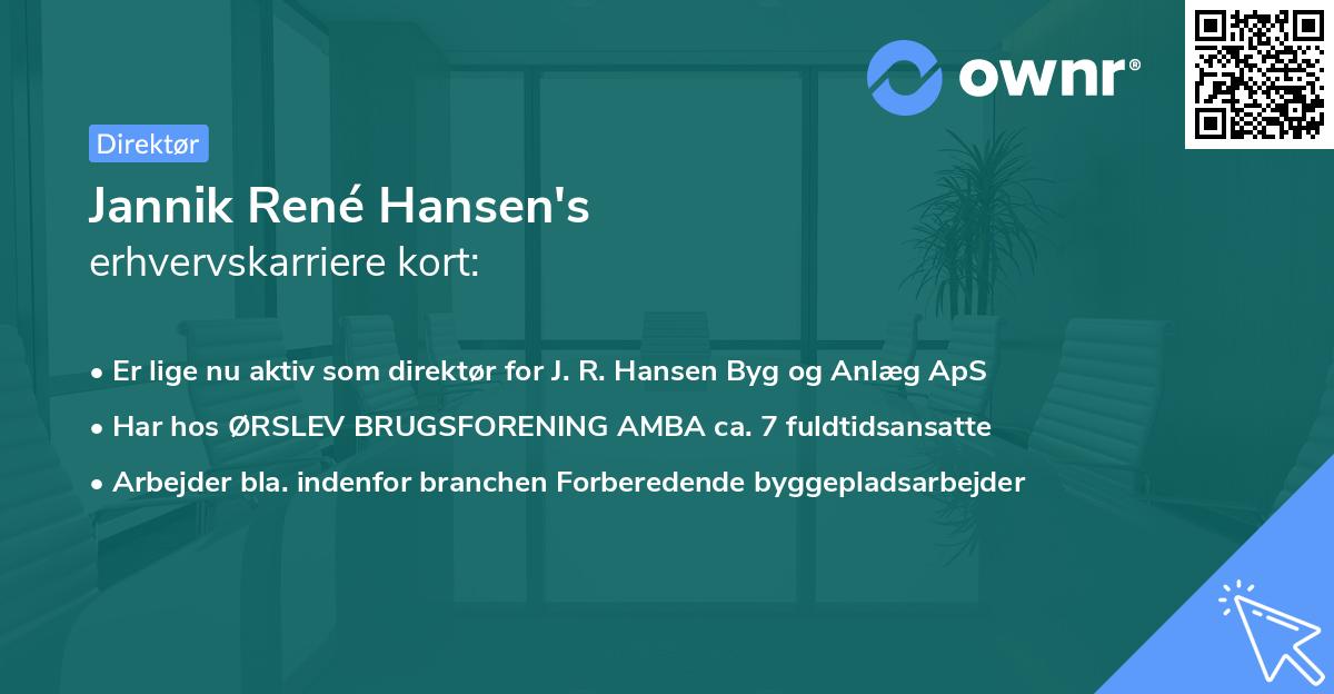 Jannik René Hansen's erhvervskarriere kort