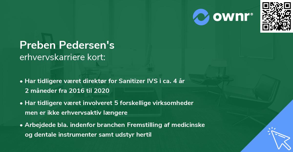 Preben Pedersen's erhvervskarriere kort