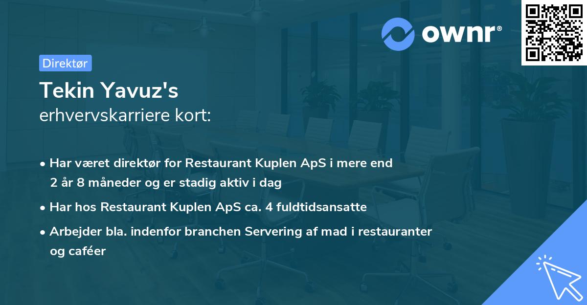 Tekin Yavuz's erhvervskarriere kort