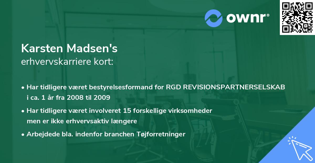 Karsten Madsen's erhvervskarriere kort
