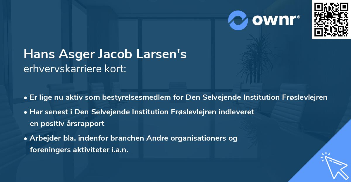 Hans Asger Jacob Larsen's erhvervskarriere kort