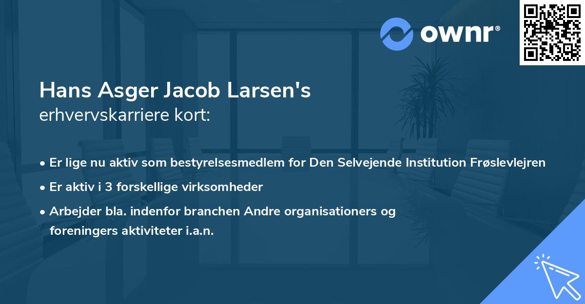 Hans Asger Jacob Larsen's erhvervskarriere kort