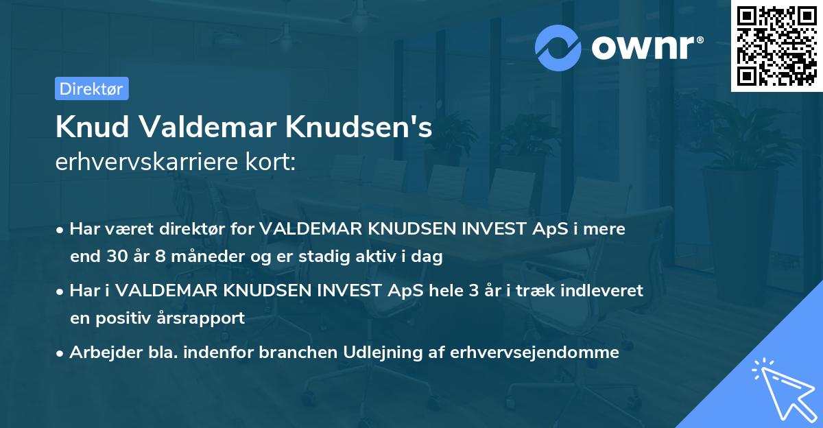 Knud Valdemar Knudsen's erhvervskarriere kort