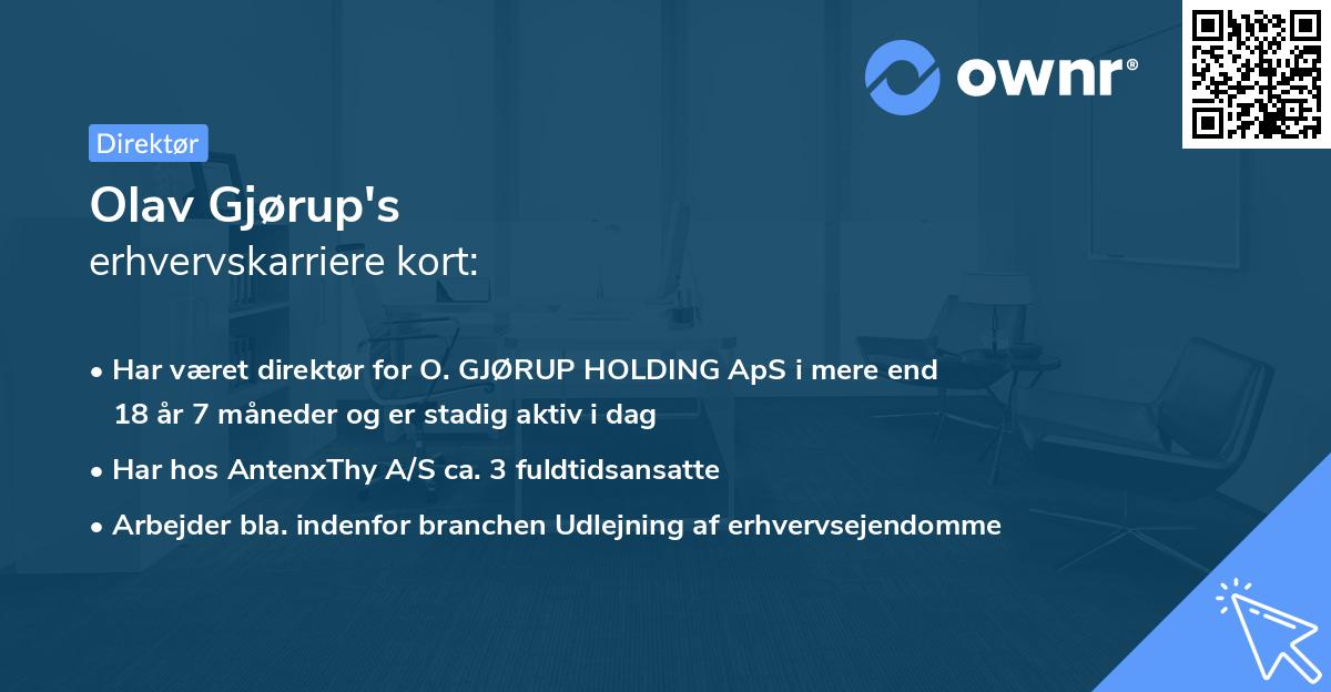 Olav Gjørup's erhvervskarriere kort