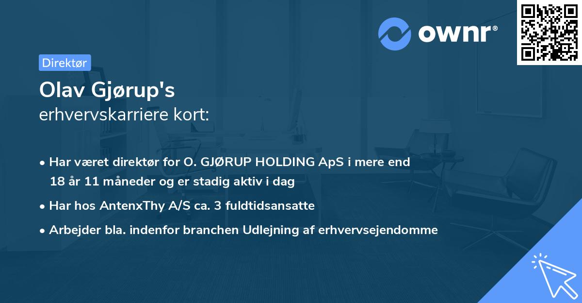 Olav Gjørup's erhvervskarriere kort