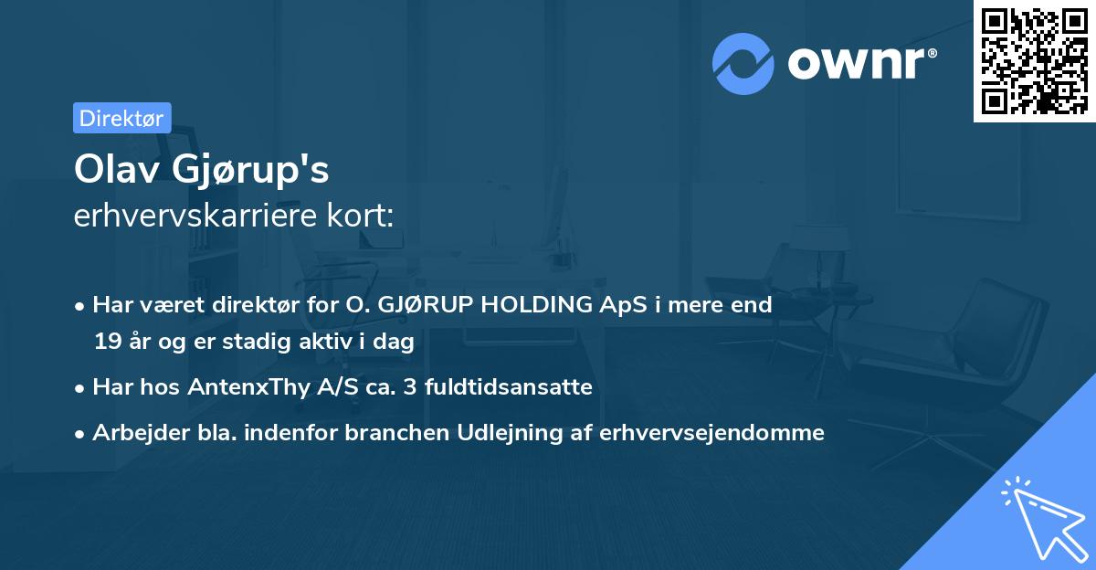 Olav Gjørup's erhvervskarriere kort