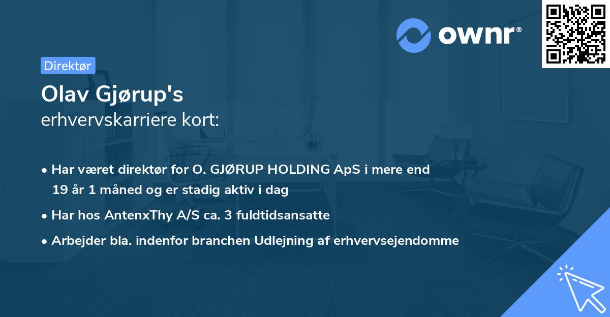 Olav Gjørup's erhvervskarriere kort