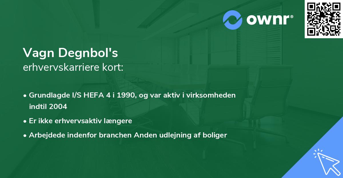 Vagn Degnbol's erhvervskarriere kort