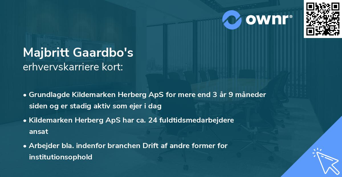 Majbritt Gaardbo's erhvervskarriere kort