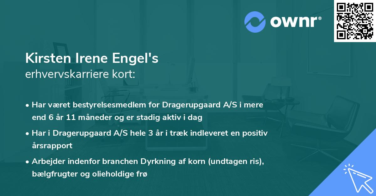 Kirsten Irene Engel's erhvervskarriere kort
