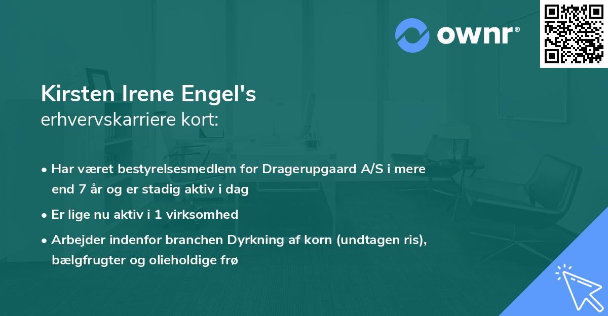 Kirsten Irene Engel's erhvervskarriere kort
