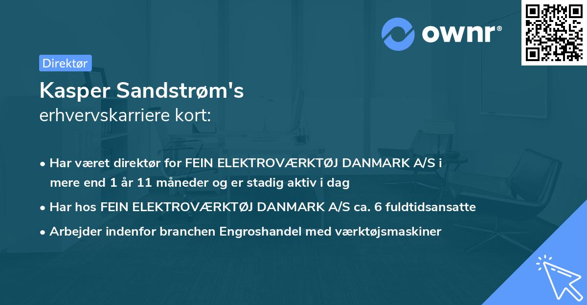 Kasper Sandstrøm's erhvervskarriere kort