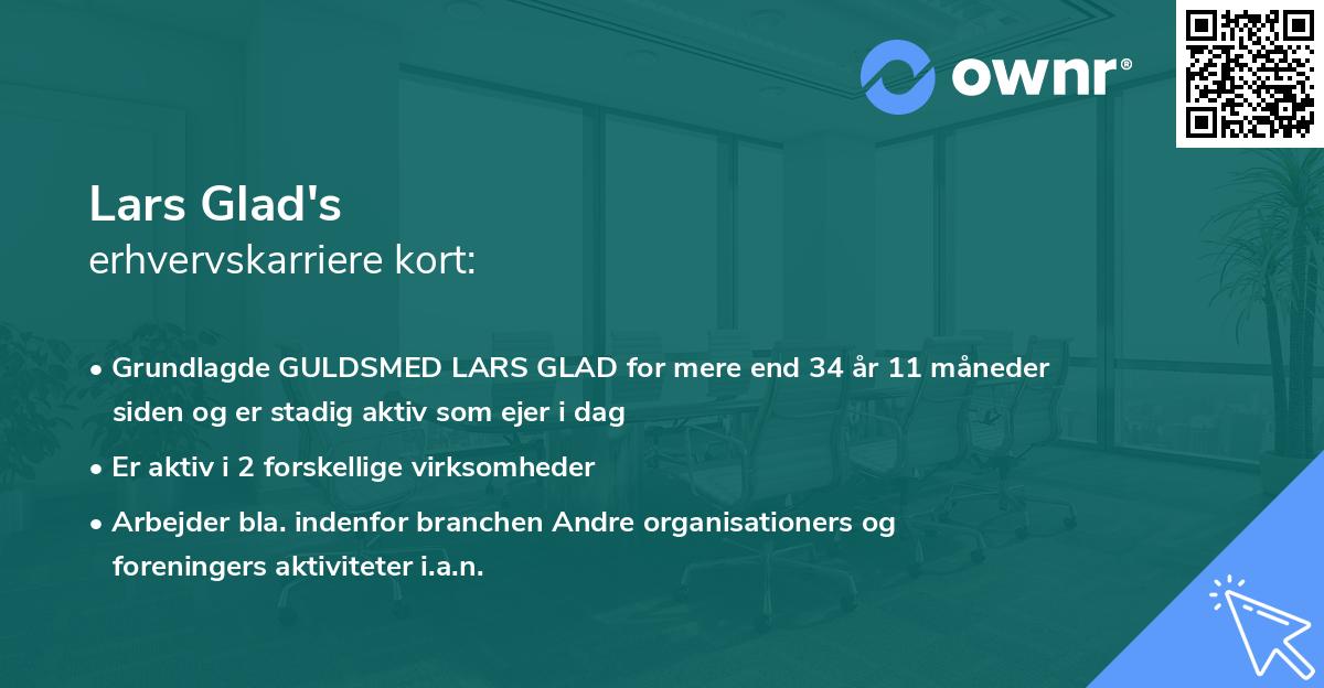 Lars Glad's erhvervskarriere kort