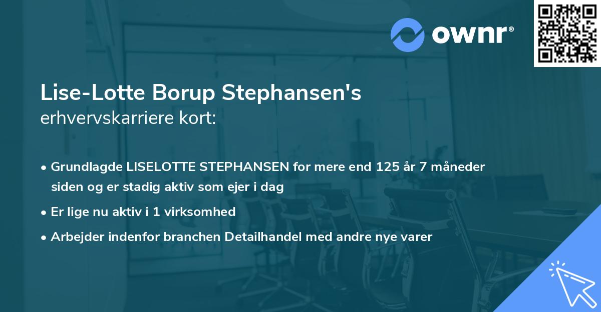Lise-Lotte Borup Stephansen's erhvervskarriere kort