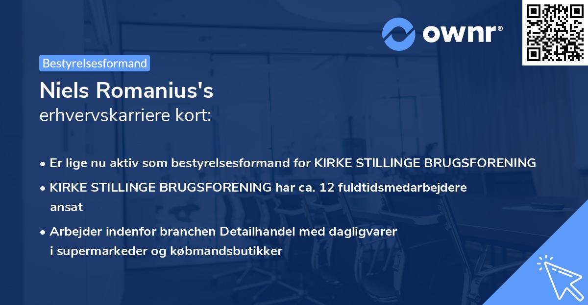 Niels Romanius's erhvervskarriere kort