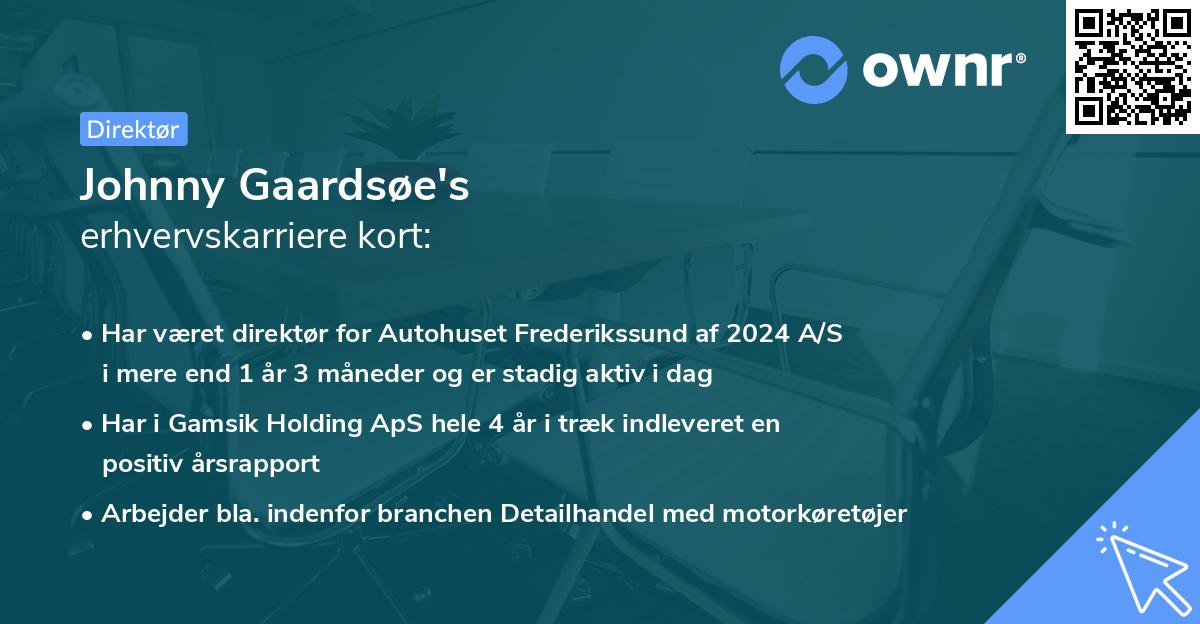 Johnny Gaardsøe's erhvervskarriere kort