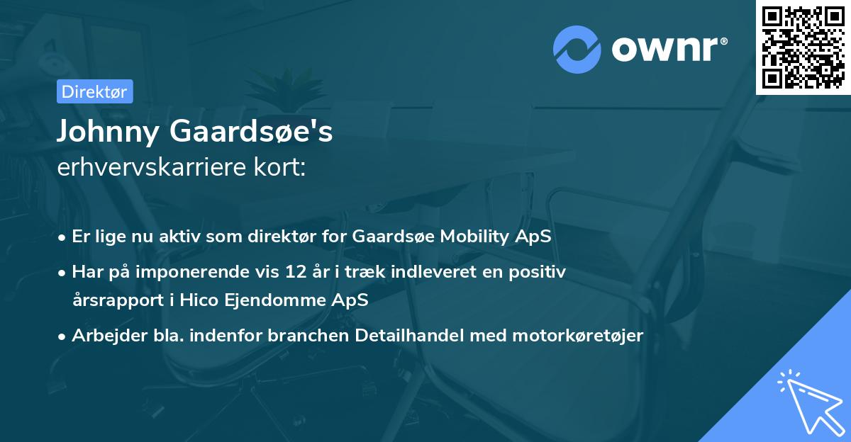 Johnny Gaardsøe's erhvervskarriere kort