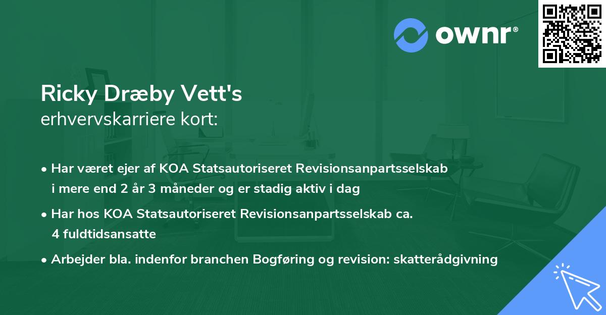 Ricky Dræby Vett's erhvervskarriere kort