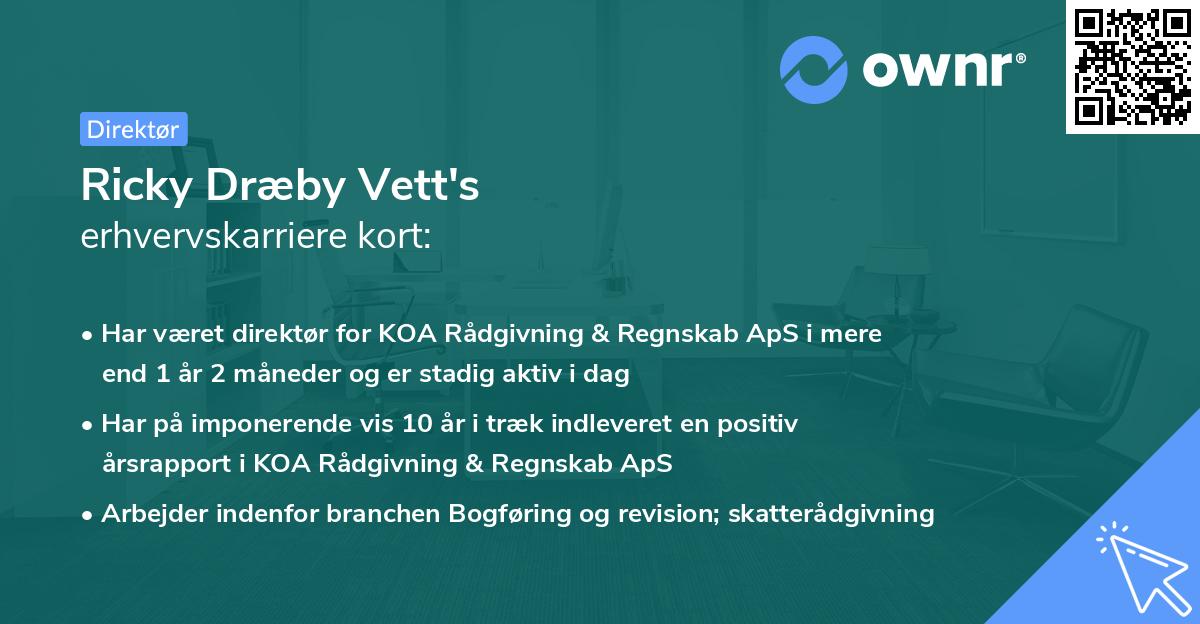 Ricky Dræby Vett's erhvervskarriere kort