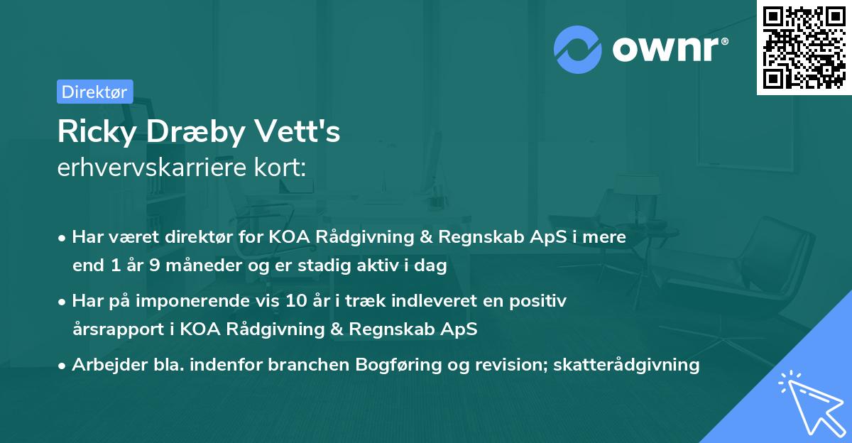 Ricky Dræby Vett's erhvervskarriere kort