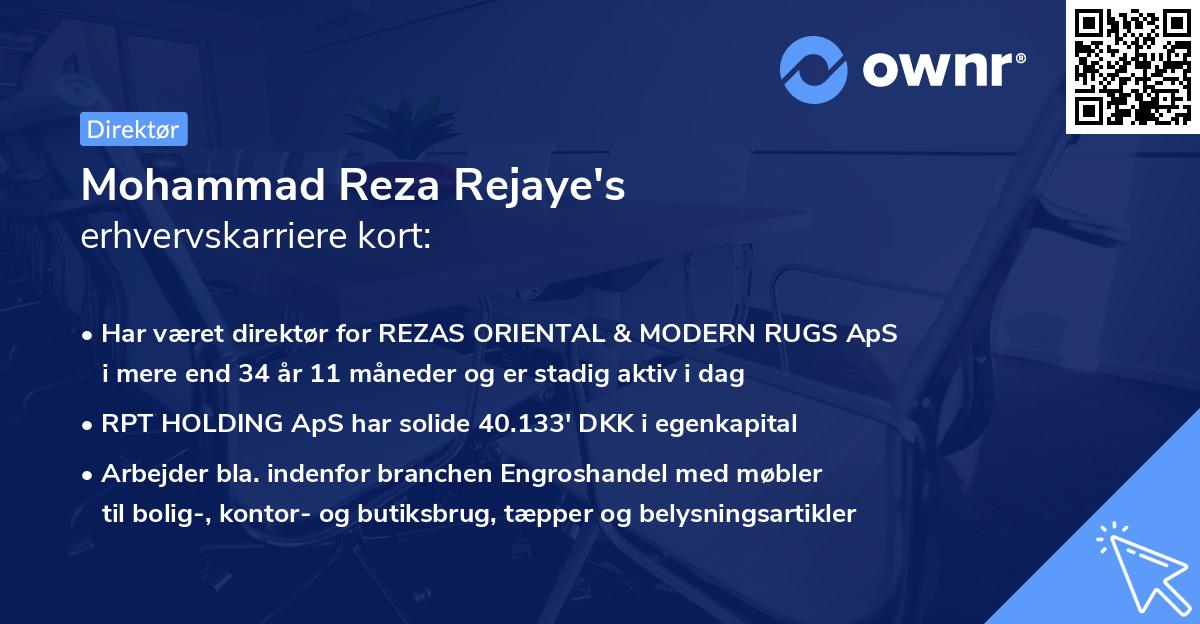 Mohammad Reza Rejaye's erhvervskarriere kort