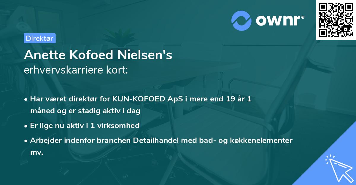 Anette Kofoed Nielsen's erhvervskarriere kort
