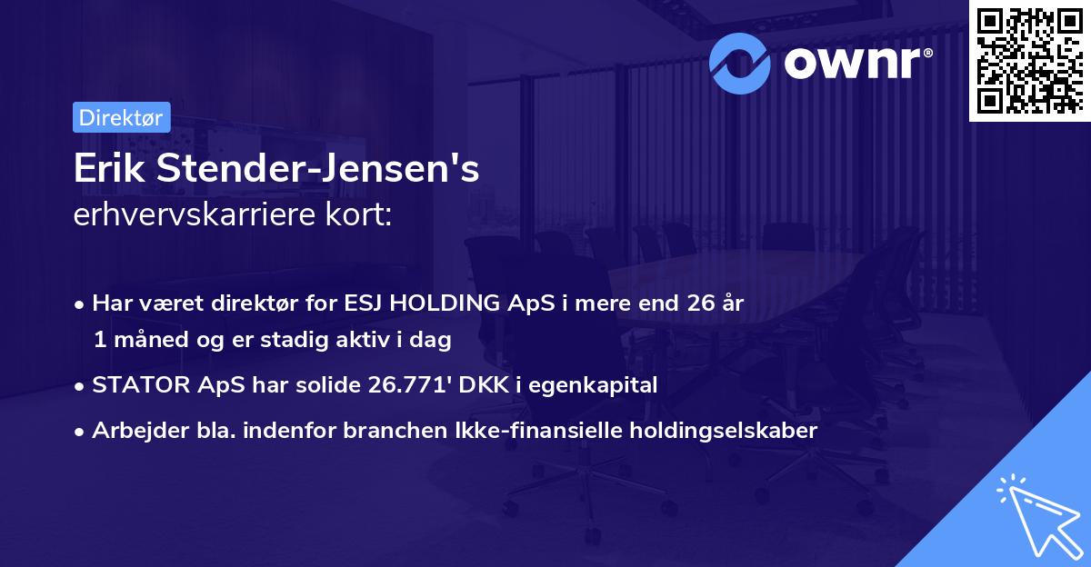 Erik Stender-Jensen's erhvervskarriere kort