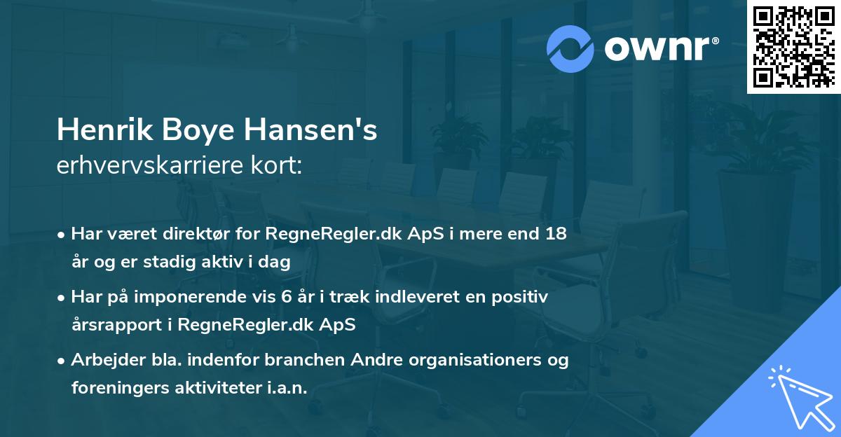 Henrik Boye Hansen's erhvervskarriere kort