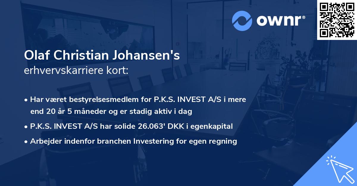 Olaf Christian Johansen's erhvervskarriere kort