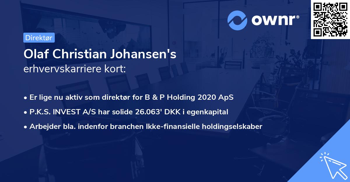 Olaf Christian Johansen's erhvervskarriere kort
