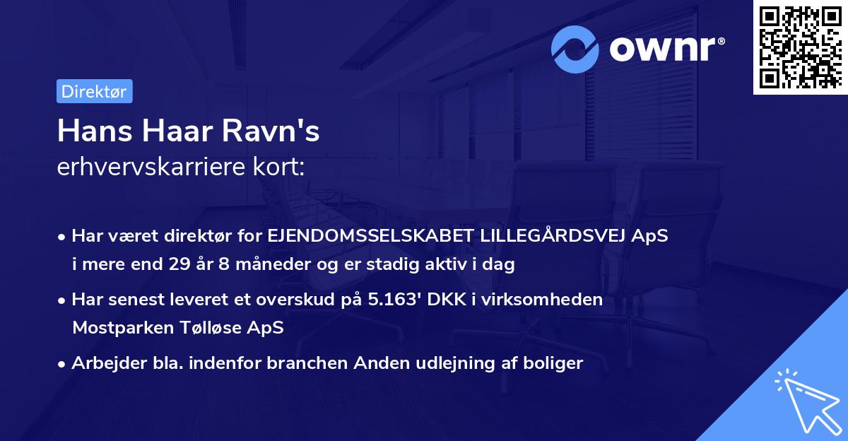 Hans Haar Ravn's erhvervskarriere kort