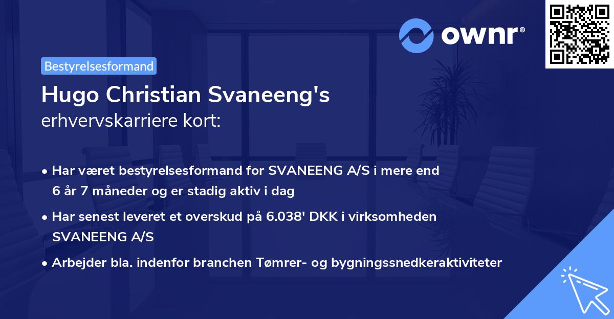 Hugo Christian Svaneeng's erhvervskarriere kort