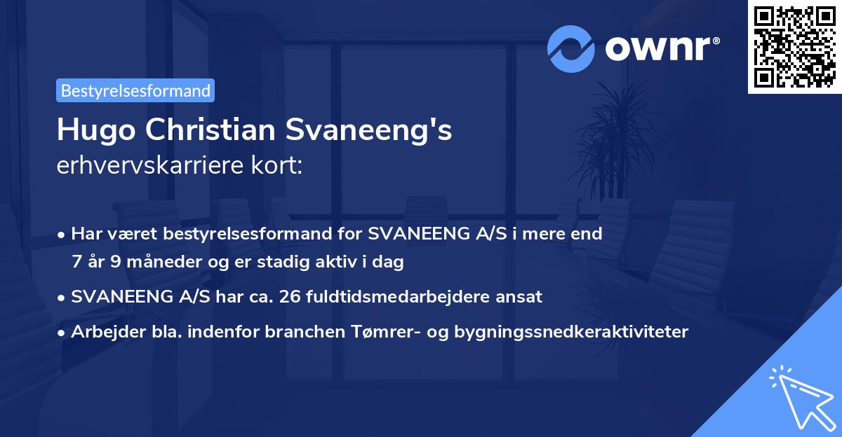 Hugo Christian Svaneeng's erhvervskarriere kort