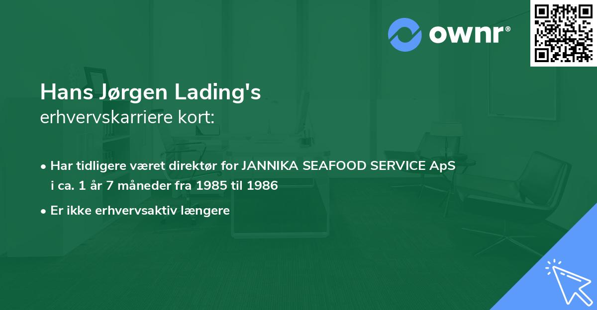 Hans Jørgen Lading's erhvervskarriere kort