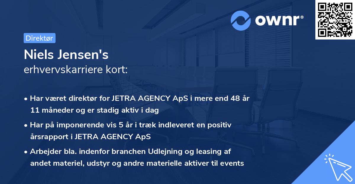 Niels Jensen's erhvervskarriere kort