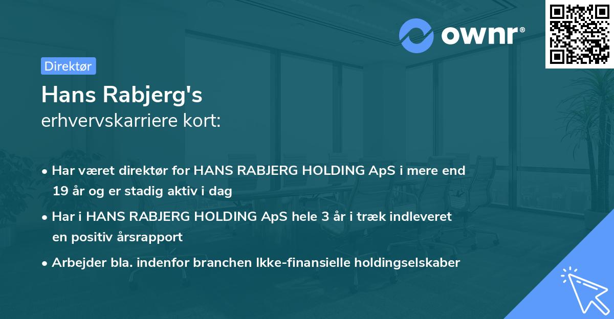 Hans Rabjerg's erhvervskarriere kort