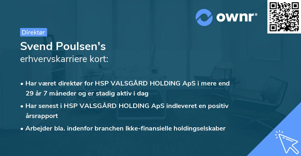 Svend Poulsen's erhvervskarriere kort