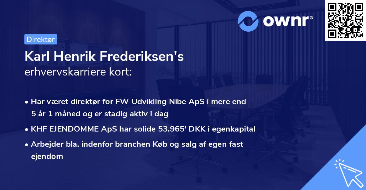Karl Henrik Frederiksen's erhvervskarriere kort