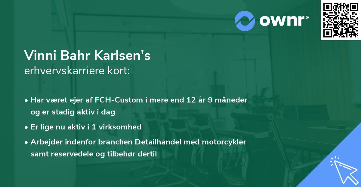 Vinni Bahr Karlsen's erhvervskarriere kort