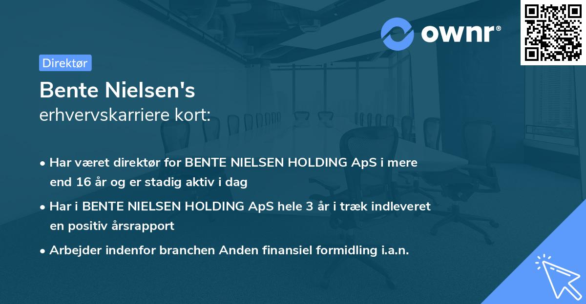 Bente Nielsen's erhvervskarriere kort