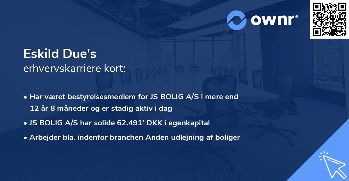 Eskild Due's erhvervskarriere kort