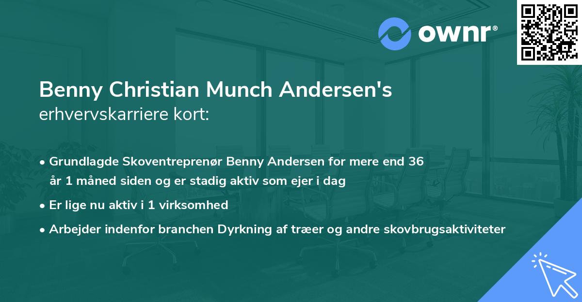 Benny Christian Munch Andersen's erhvervskarriere kort