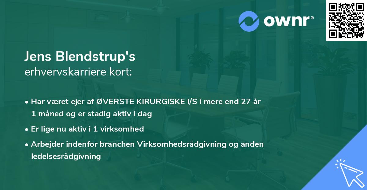 Jens Blendstrup's erhvervskarriere kort